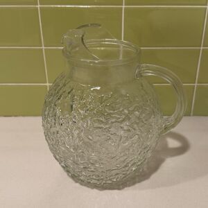 Vintage Anchor Hocking Lido Milano Glass Pitcher Mid-Century Modern Serveware